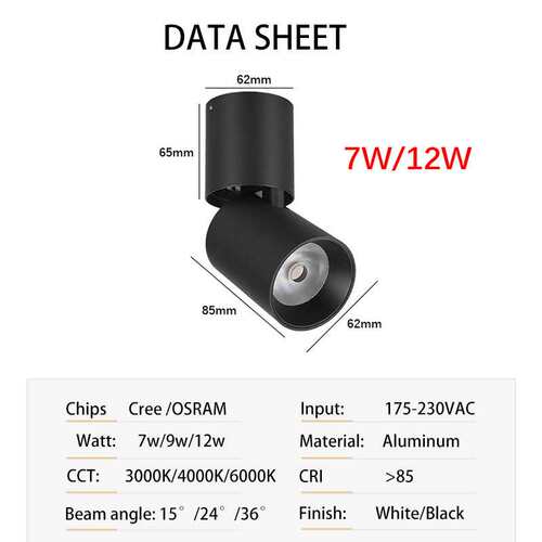 LED Ceiling Light可折叠明装筒灯可调节角度吸顶无主灯洗墙灯