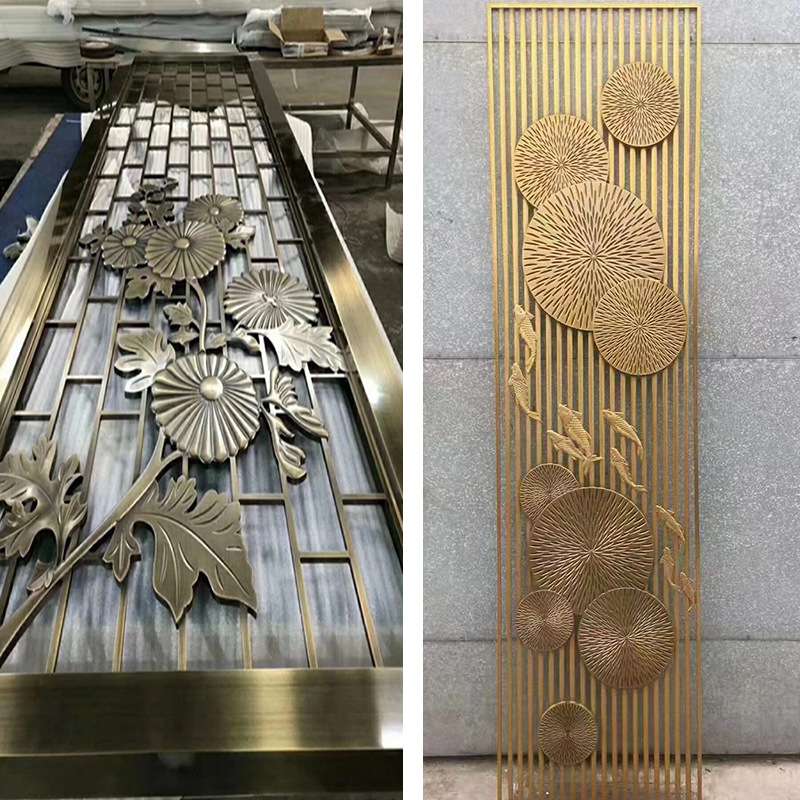不锈钢屏风酒店办公客厅房间玄关简约玻璃室内铁艺隔断轻奢家居