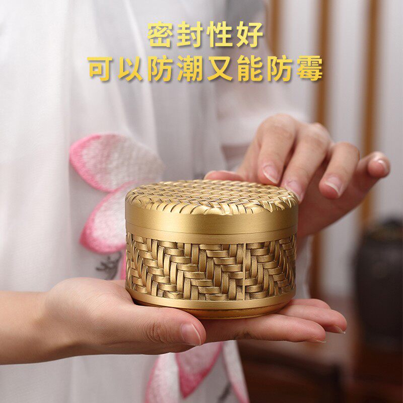 复古纯铜茶叶罐创意铜茶罐家用便携旅行茶具密封罐小号茶罐子存罐