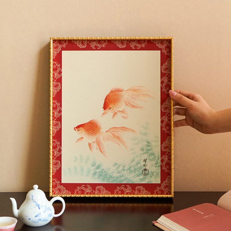 物几新中式锦鲤鱼客厅沙发玄关过道装饰画喜庆吉祥挂画小幅组合画