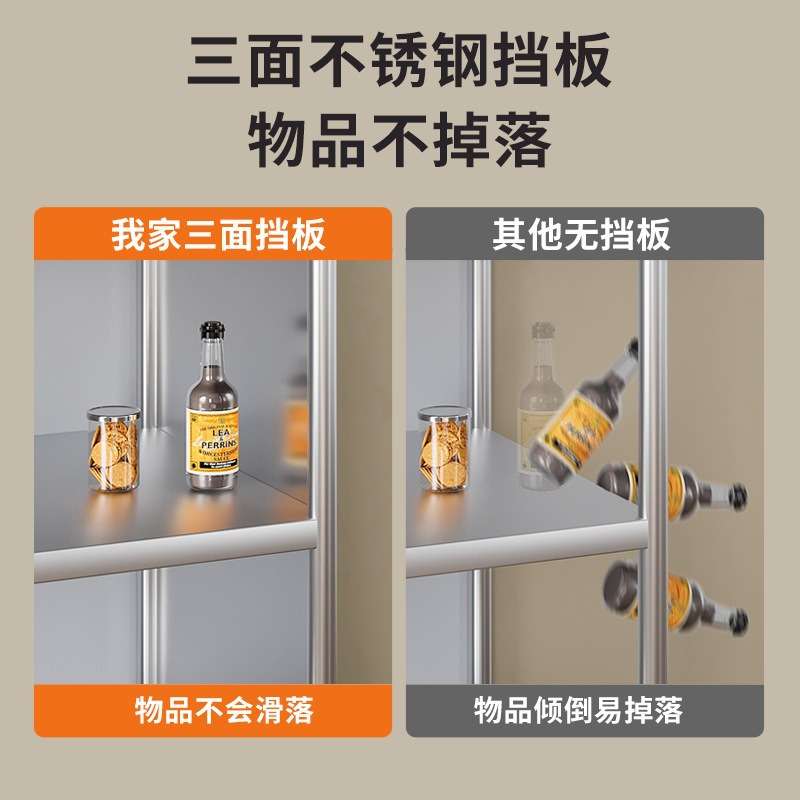 不锈钢置物架多层落地厨房锅碗柜微波炉收纳柜封闭多层蔬菜餐边柜