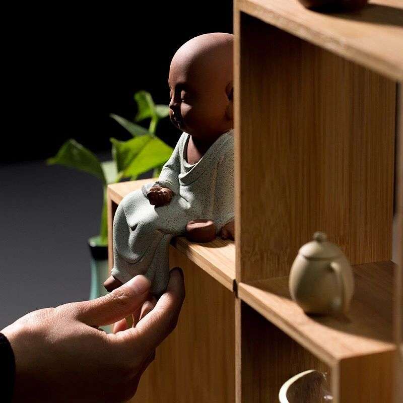 竹制博古架禅意小摆件多宝阁茶道实木茶具茶杯展示收纳