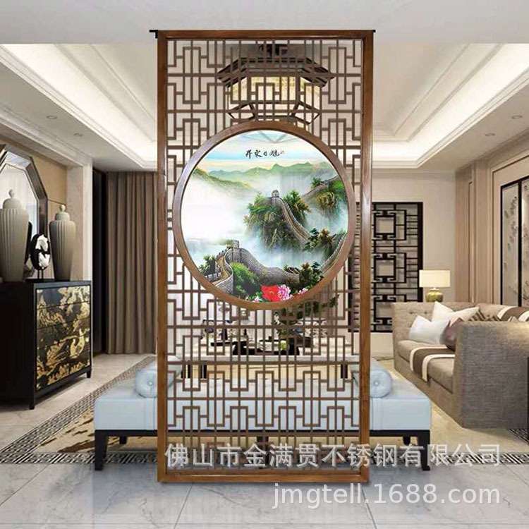 玫瑰金不锈钢屏风 拉丝黑钛金不锈钢隔断 镜面钛金不锈钢镂空花格