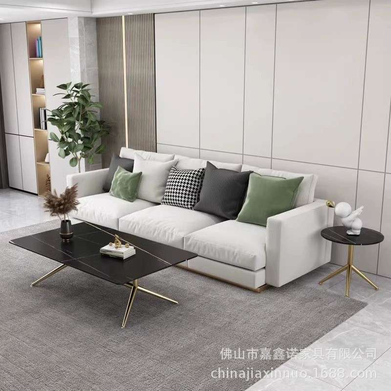 意式轻奢岩板茶几简约小户型家用客厅泡茶创意工作室茶几公寓桌