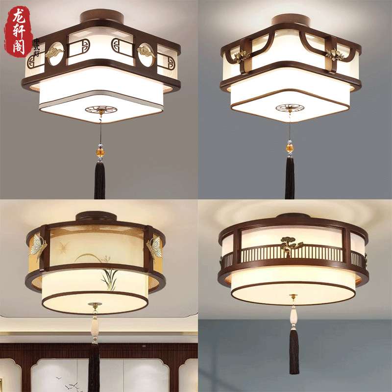 仿古中式过道灯走廊灯玄关灯实木中式小吸顶灯led阳台灯具中国风