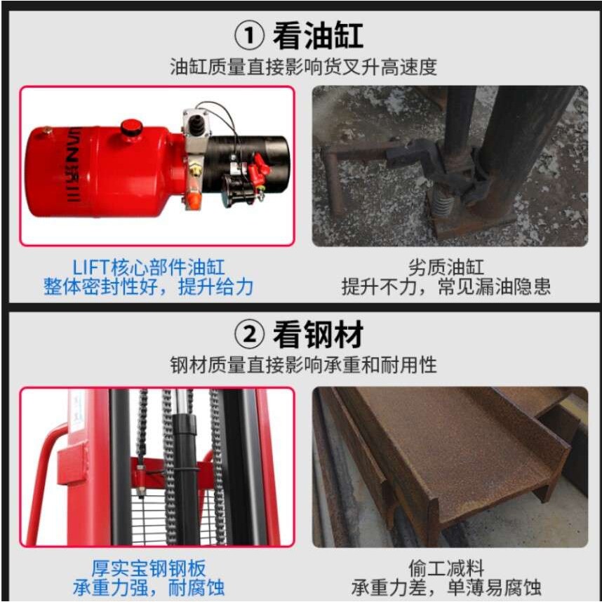 半电动1吨堆高车液压升高装卸叉车半自动堆高机地牛托盘堆垛车