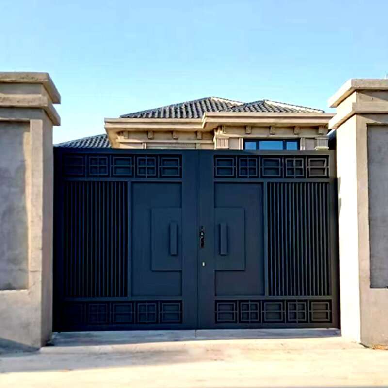 铝合金简约别墅大门双开门百叶门入户庭院大门中式农村自建房大门