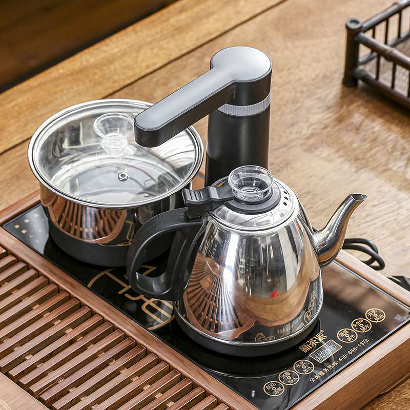 实木全自动茶盘家用带电磁炉烧水壶一体办公室会客厅功夫泡茶台整