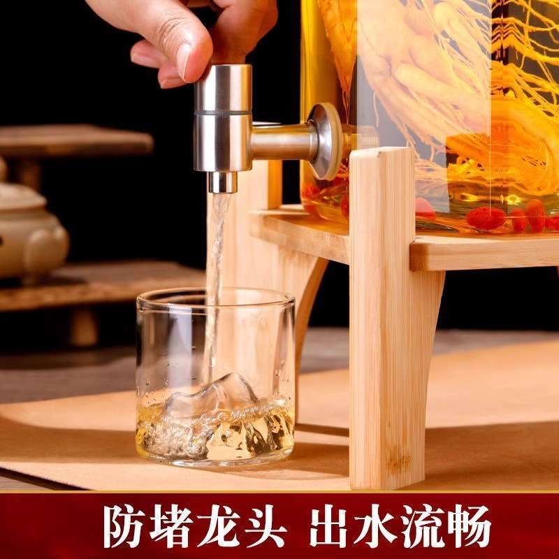 代发泡酒玻璃瓶带龙头高档密封10斤20斤30斤人参泡酒罐酒坛酒桶容