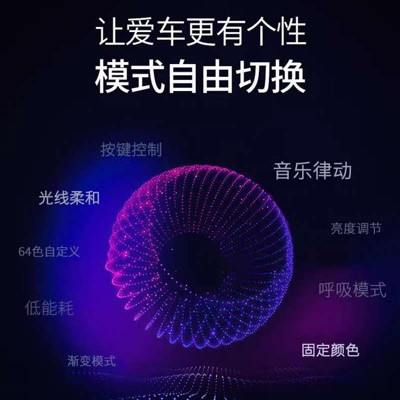 动态流光幻彩氛围灯 隐藏式幻彩车内装饰汽车氛围灯带 环彩22灯