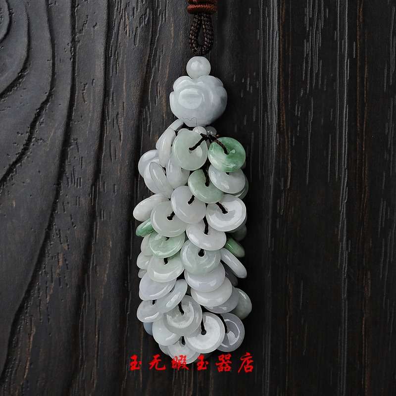 缅甸老料翡翠平安扣车挂翡翠车内挂饰装饰品