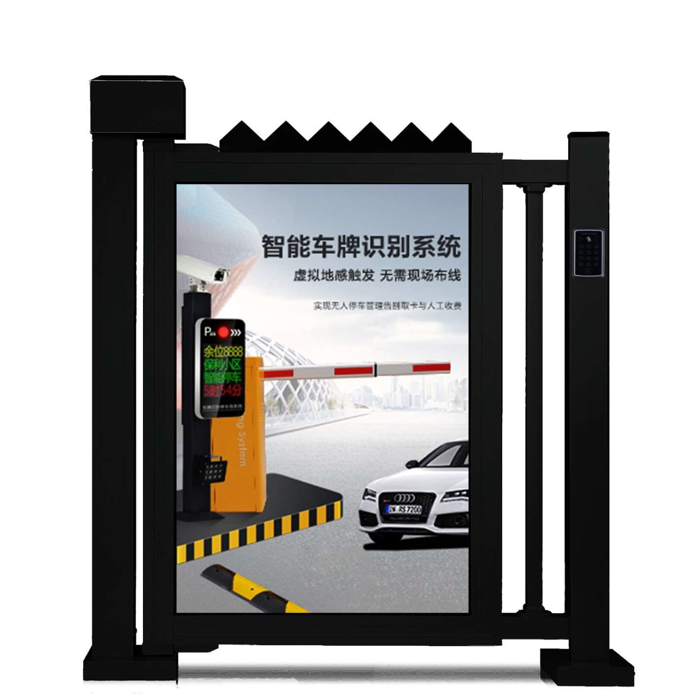 广告门人行通道智能刷卡栅栏平移门 小区人脸识别电动门