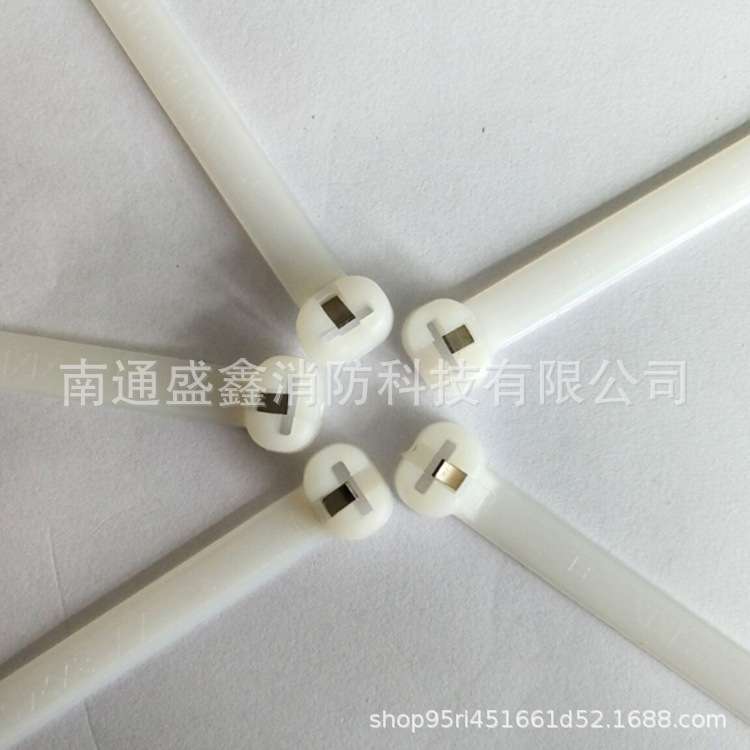 嵌钢片尼龙船用不锈钢嵌片式扎带NZ140Q 钢牙扎扣自锁塑料带 白色