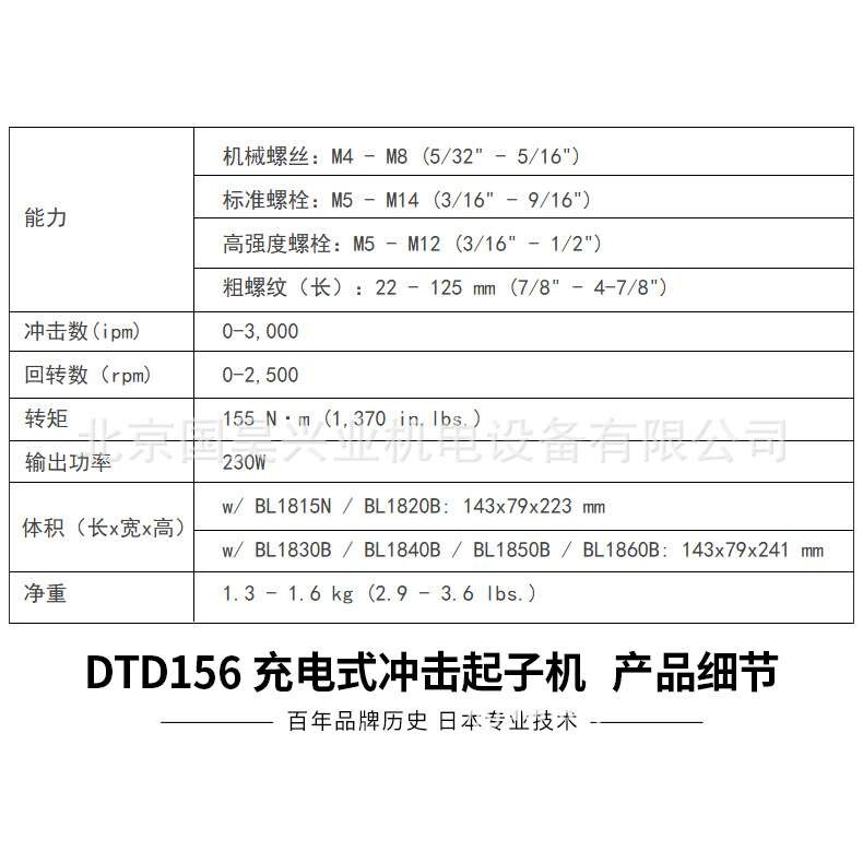 北京 牧田18V充电式冲击起子机DTD156Z/SFJ