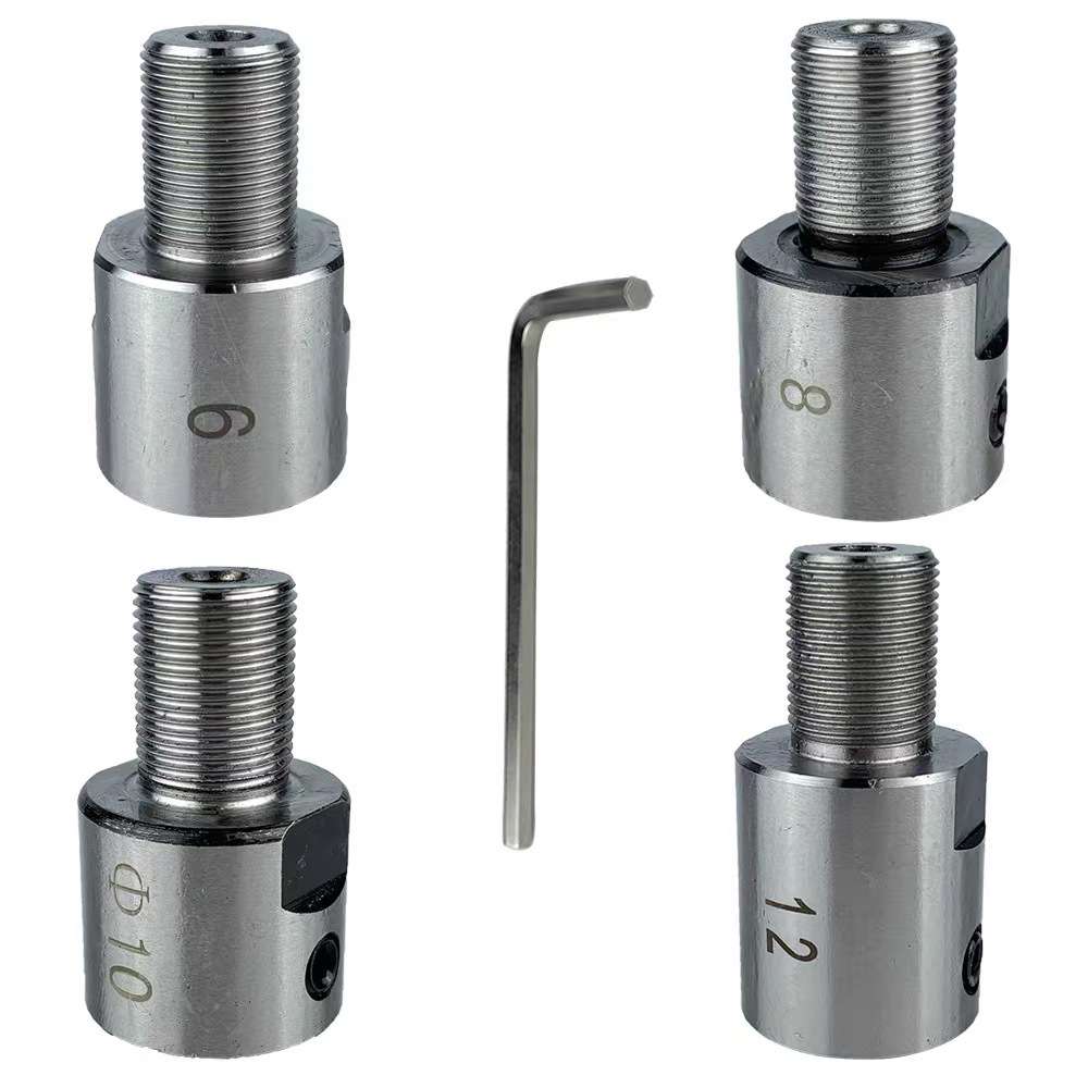 木工卡盘三爪四爪迷你卡盘K01 K02电机轴连接杆8mm-M14卡盘连接套