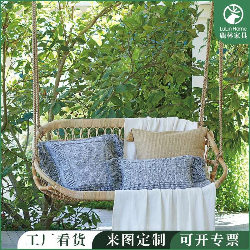 吊椅吊篮藤椅北欧式双人室内吊床儿童秋千家用民宿客厅摇椅跨境