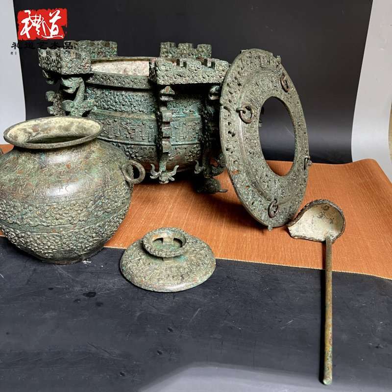 郑州仿古青铜器曾侯乙圆冰鉴摆件古代冰箱影视道具历史博物馆展示