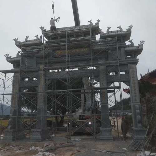 厂家石雕三门牌楼牌坊景区广场宗祠入门牌坊村庄路口牌楼