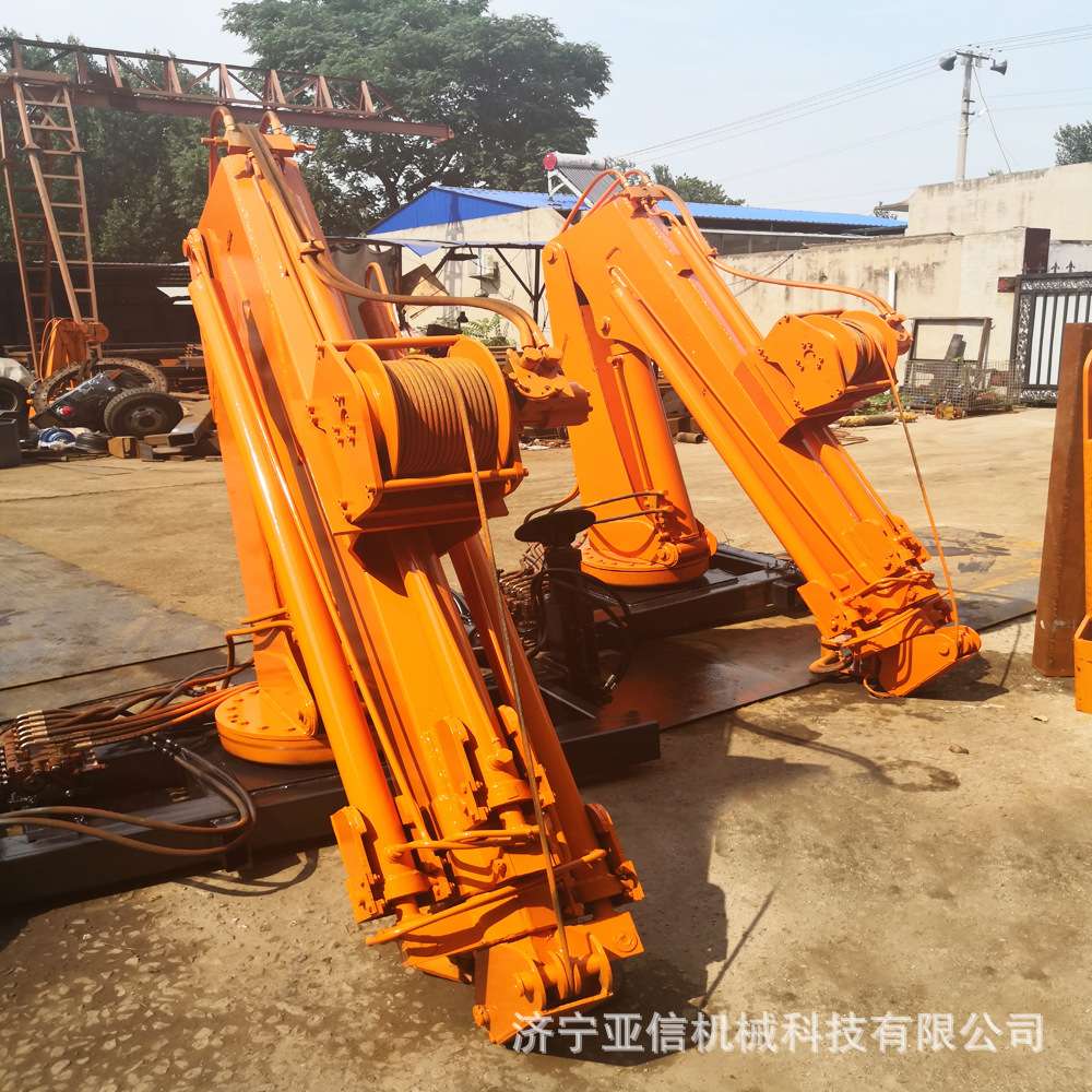 安装折臂吊1吨2吨微型卡车随车吊 亚信折臂吊车立柱液压伸缩吊