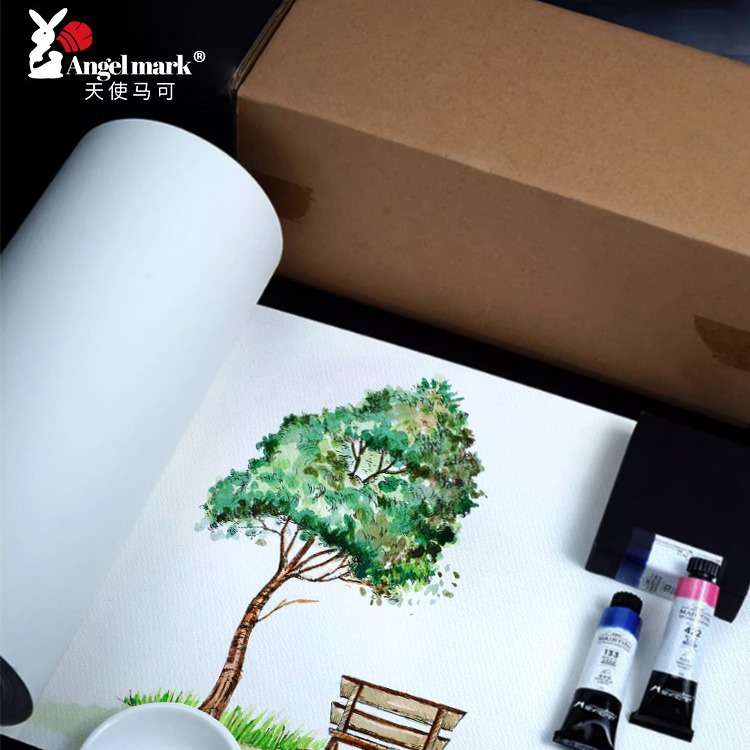 天使马可全开水彩纸300g艺术家学院级10米长卷筒2K绘画中粗纹画纸