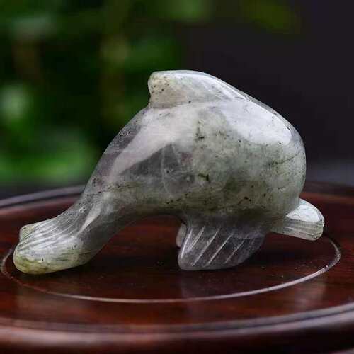 现货2寸水晶海豚摆件工艺品白粉紫水晶蔷薇石居家摆件饰品小型
