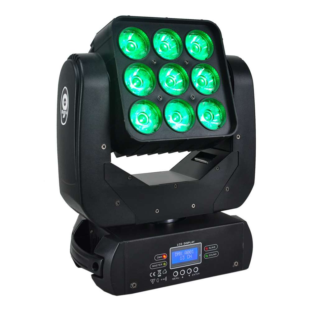 9x10W LED矩阵摇头灯3x3支持灯珠点控RGBW四色16/47通道贴片灯珠