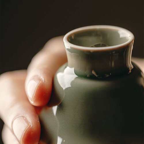 越窑青瓷宋韵高足花口杯葵花茶盏古器手工茶具茶杯文人空间茶器