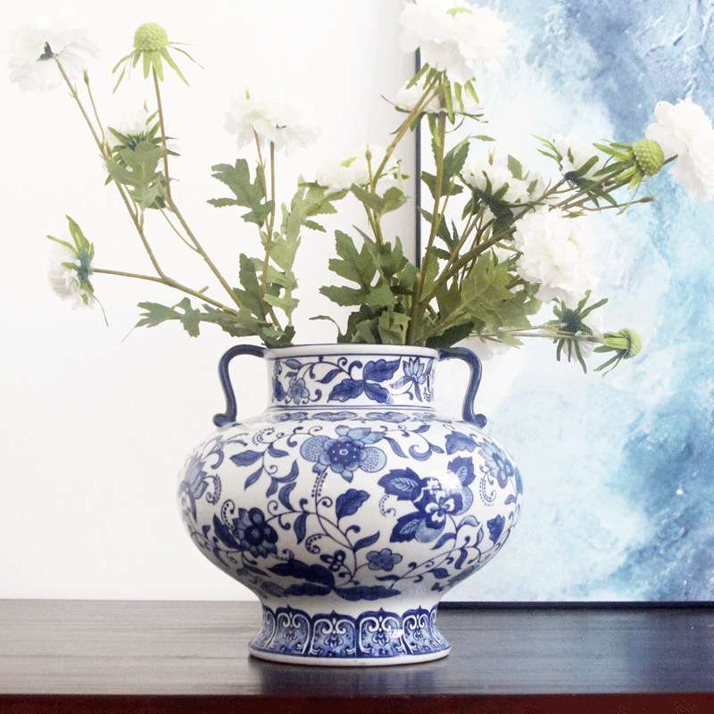 水培花器陶瓷青花瓷花瓶插花瓷瓶中式复古瓷器青花装饰品摆件