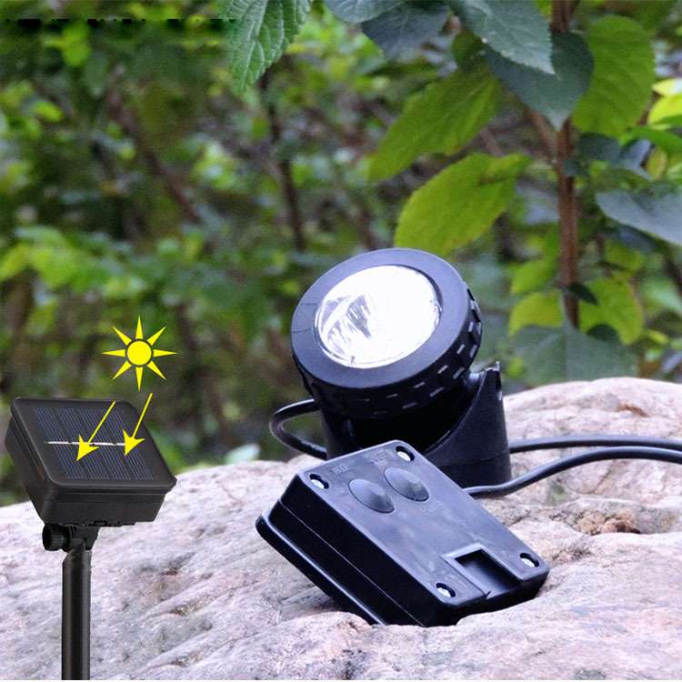 太阳能水底灯6led双三头水底水池假山投光灯防水景观庭院投射灯
