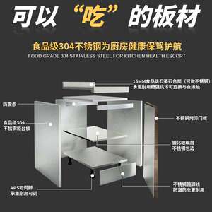 家居整体厨房储物柜防水防潮组合柜子时尚一体柜现代不锈钢橱柜