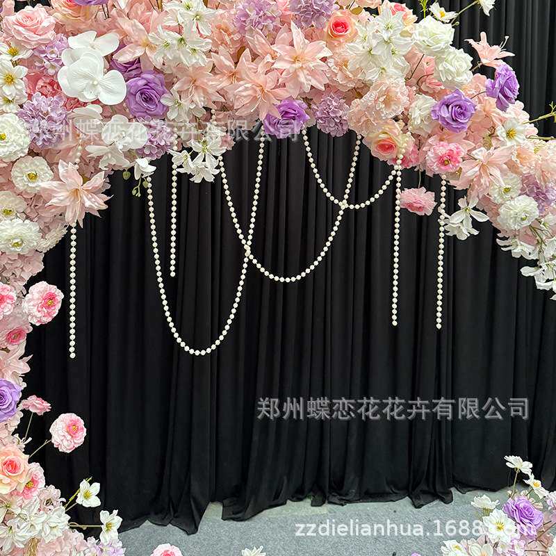 婚庆舞台装饰仿真花艺月亮拱门求婚派对打卡橱窗背景装饰摄影道具