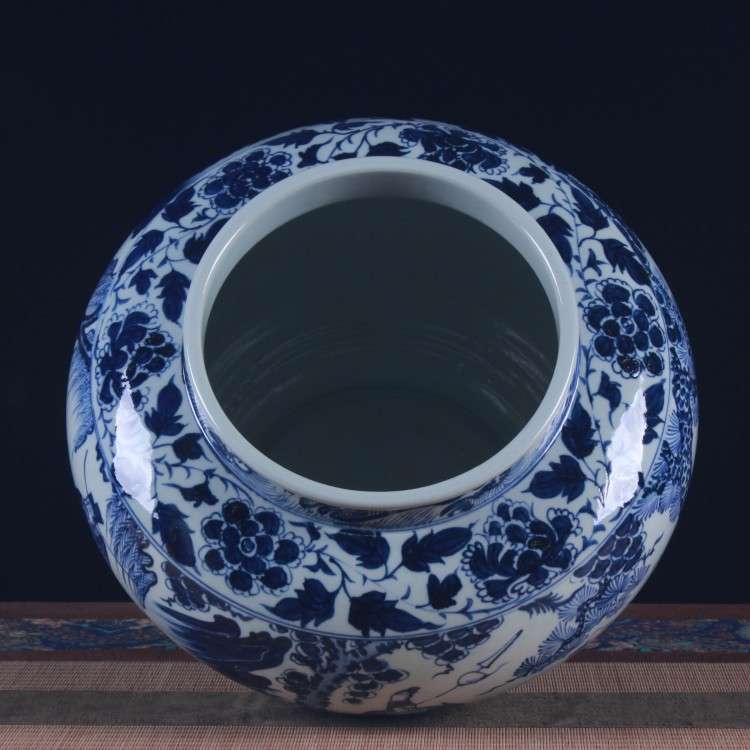景德镇陶瓷摆件中式家居装饰品手绘仿古元青花鬼谷子下山大罐收藏