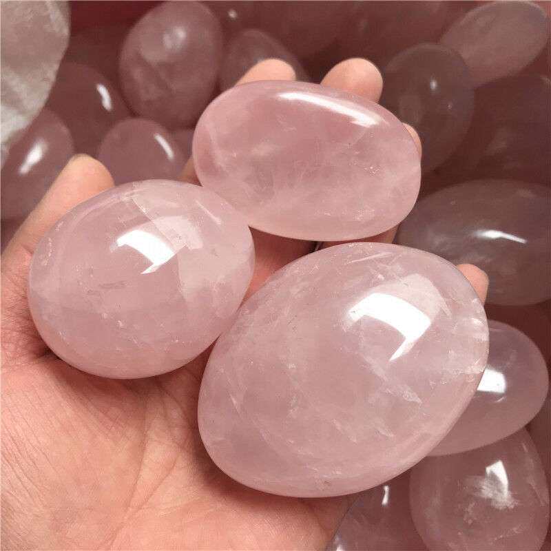 厂家直供天然粉水晶把玩手把件马达加斯加粉晶原石打磨矿标跨境