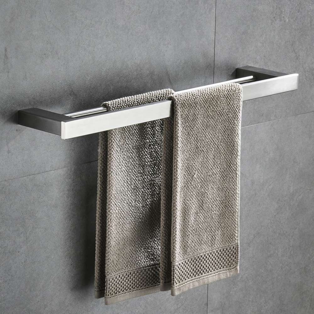 不锈钢毛巾杆双杆卫生间置物架浴巾架挂架子浴室毛巾架五金挂件