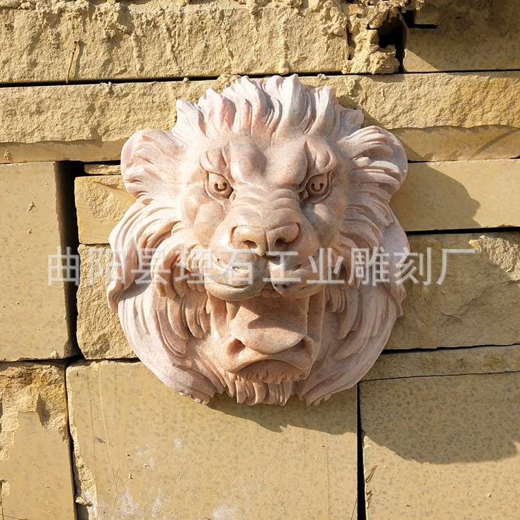 石雕狮子头喷水雕刻户外招财流水喷泉欧式装饰挂件碧泉吐水摆件