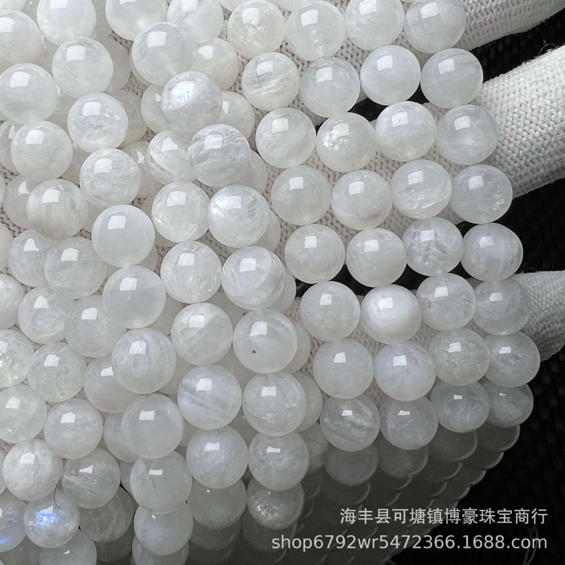 天然水晶白月光日光石闪光彩光半成品长链散珠配珠百家姓厂家