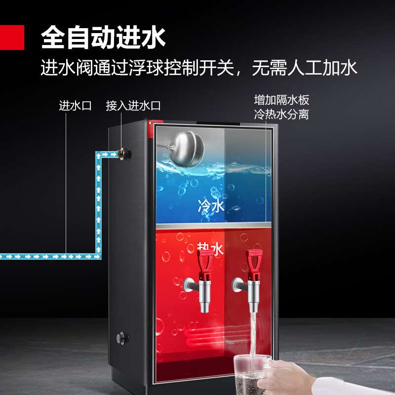 德玛仕 商用开水器电子数显全自动进水黑钢双头饮水器 KS-100PJS