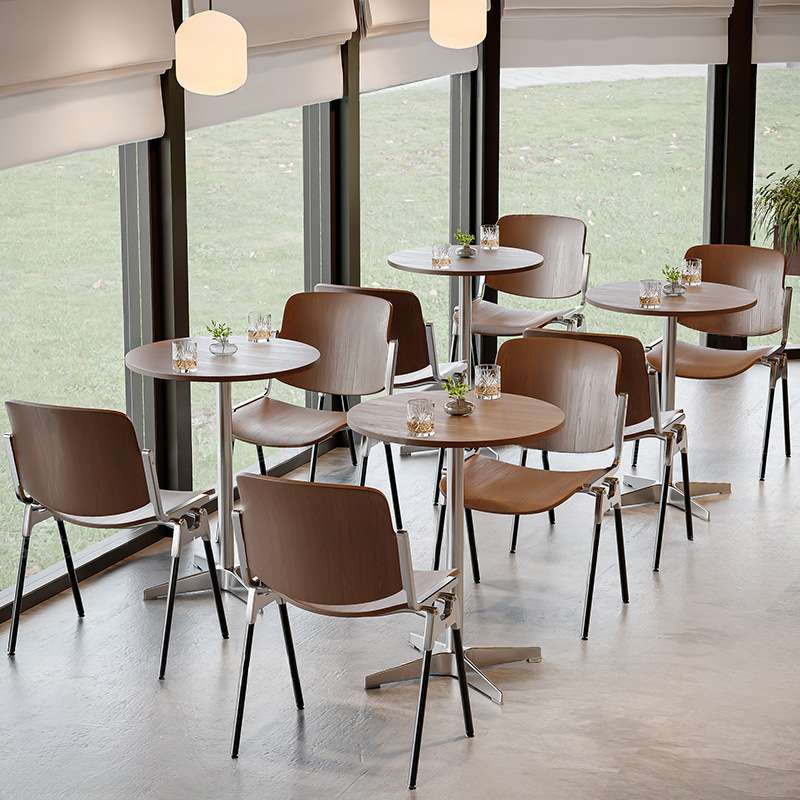 中古风咖啡厅桌椅组合奶茶甜品店韩式餐厅复古方桌商用餐桌圆桌子