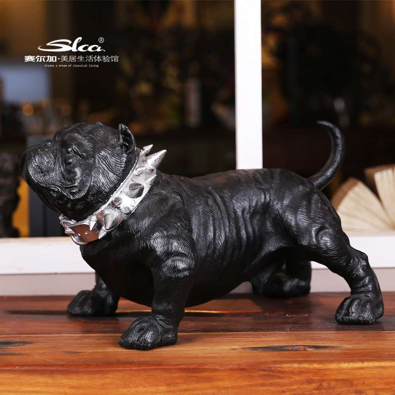 树脂工艺品动物 美式田园斗牛犬摆件办公室桌面装饰品 货源