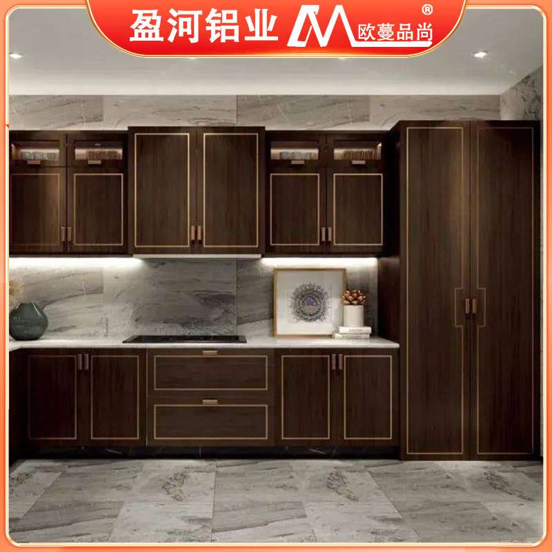 全铝家具整装开放式厨房家用现代轻奢防水铝合金橱柜一体灶台碗柜