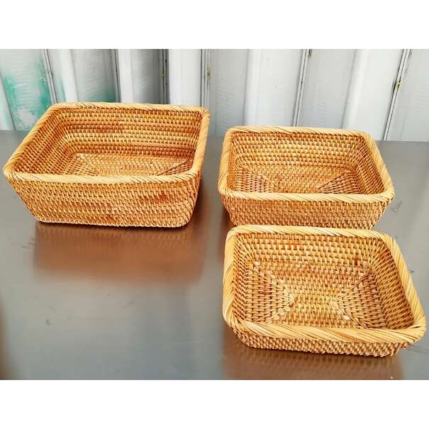 16001天然真藤条手工编织收纳筐 水果瓜子糖果盘 精致高档藤编筐