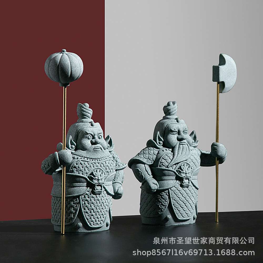 新中式门神摆件家居装饰品客厅门口茶艺玄关电视柜书房哼哈二将树图片