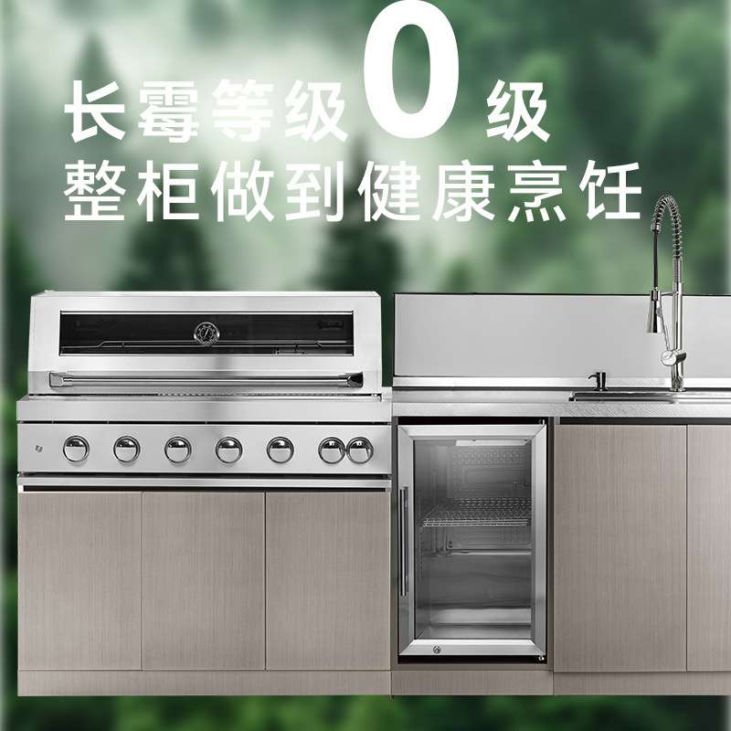 304不锈钢户外厨房灶台一体柜露天庭院橱柜美式开放式厨柜烧烤炉