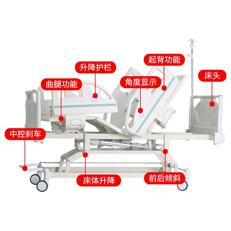 手摇三功能护理床整体升降床起背抬腿家用手电动病床全自动康复床