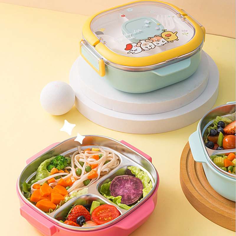 304不锈钢保温饭盒儿童午餐盒便当盒分格密封食品级保鲜收纳盒