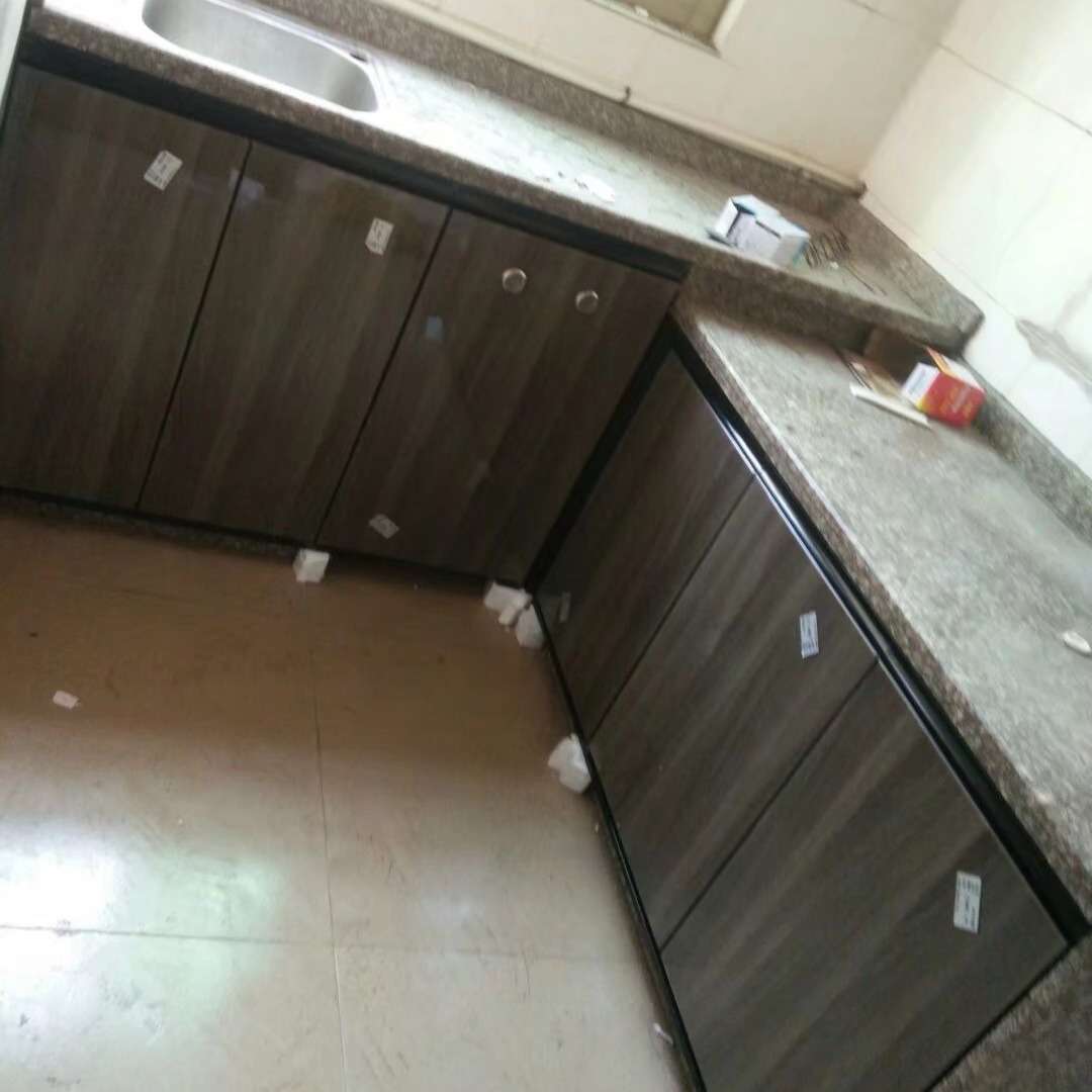 铝制边框橱柜门隐边晶钢门隐边C型拉手浅金拼接钢化玻璃 供应