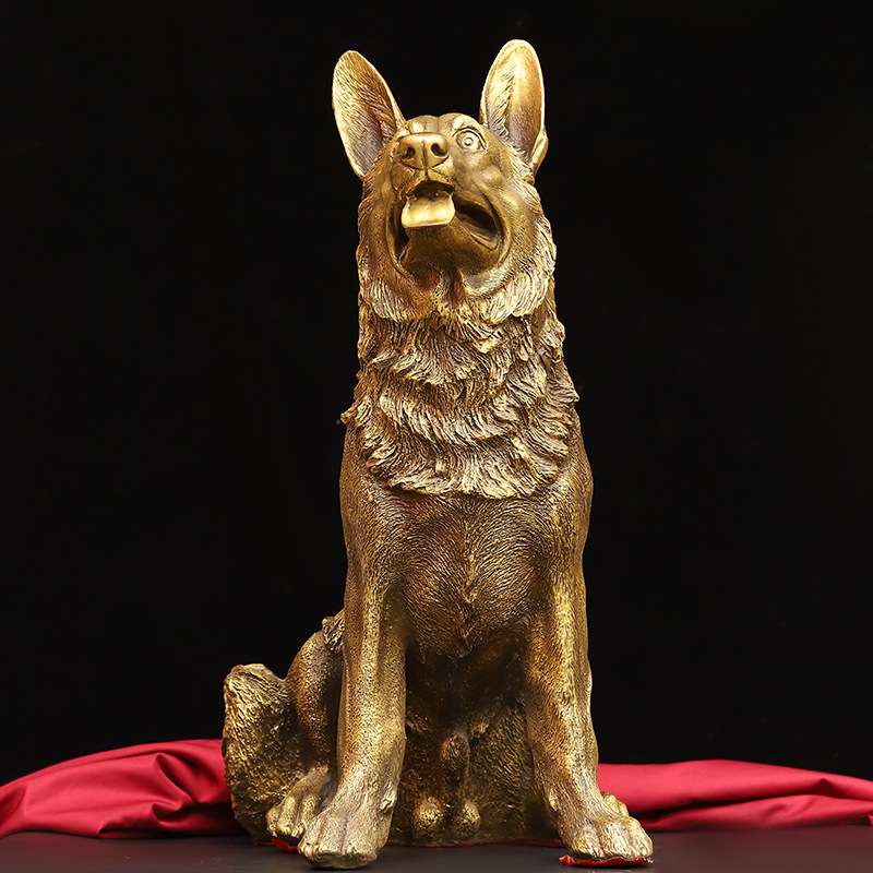纯铜狗摆件大号狼狗十二生肖狗家居工艺品客厅装饰品铜雕塑摆设