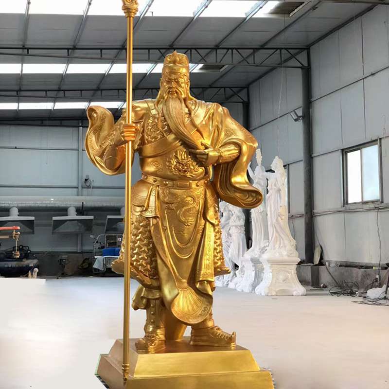 铸铜关公人物户外广场园林景观摆放玻璃钢仿铜关二爷人物雕塑