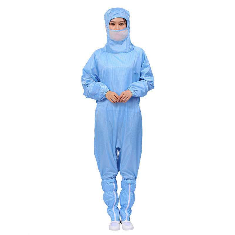 无尘服静电服防 喷漆服蓝色连体USB灯