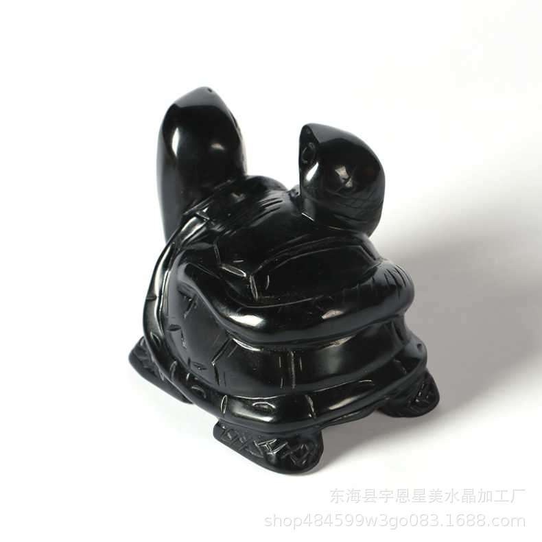 黑曜石玄武摆件神兽乌龟蛇家居公司办公店铺开业水晶贺礼厂家